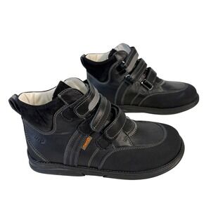 Memo Polo Orthopedic Boots Kids Size 35 3.5 Black Leather Triple Strap High Top